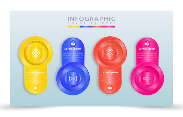 Realistic process infographic template with 4 steps