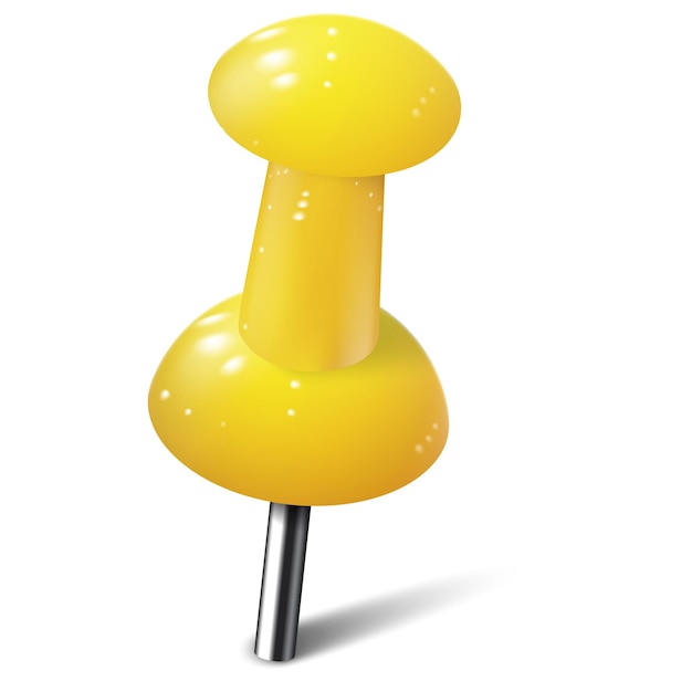 Realistic push pin in yellow color Thumbtack Vector illustration