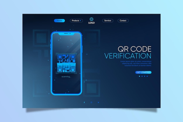 Realistic qr code verification landing page