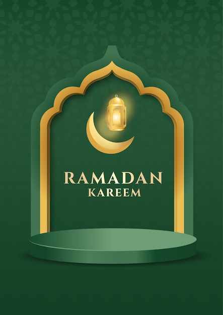 Realistic ramadan background with 3d podium