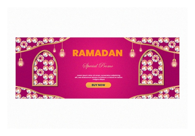 Realistic ramadan horizontal banners vector