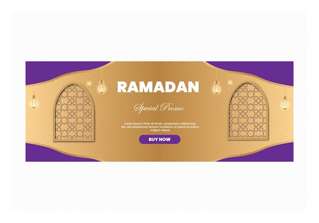 Realistic ramadan horizontal banners with abstract pattern vector