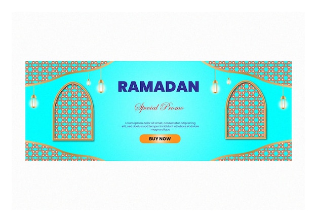 Realistic ramadan horizontal banners with abstract pattern vector