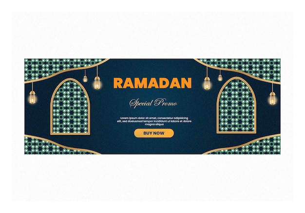 Realistic ramadan horizontal banners with abstract pattern vector