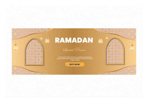 Realistic ramadan horizontal gold banners vector