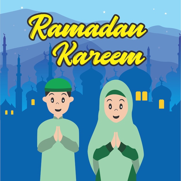 Realistic ramadan kareem background moslem character