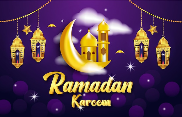 Realistic Ramadan Kareem Banner Islamic Background