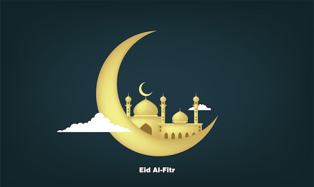 Realistic ramadan kareem flat eid alfitr illustration mubarak wallpaper hari raya aidilfitri vector