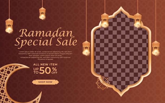 Realistic ramadan kareem sale islamic ornament lantern background