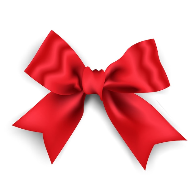 Realistic red bow red ribbon isolated on white background vector illustration