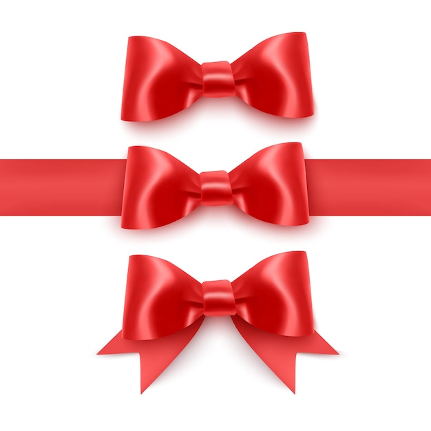 Realistic red bows, Ribbon isolated on white background