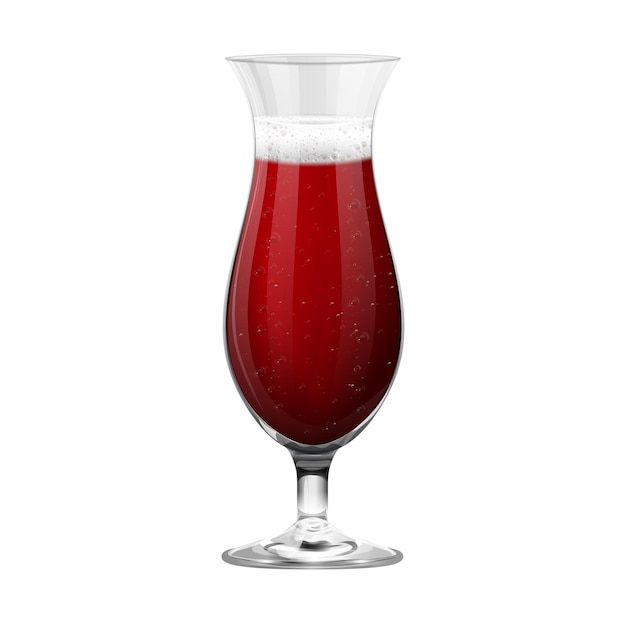 Realistic red cocktail glass isolated on white background