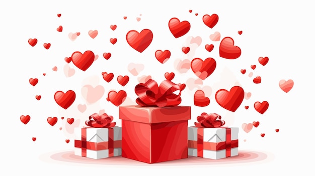 Vector realistic red gift boxes for valentines day celebration