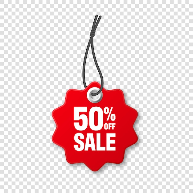 Realistic red price tag special offer or shopping discount label retail paper sticker promotional