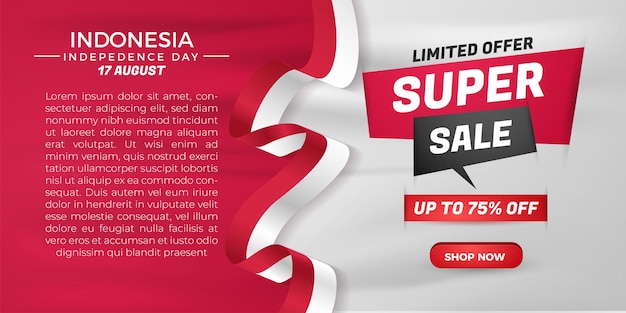 Realistic red white display product for indonesian independence day flash sale