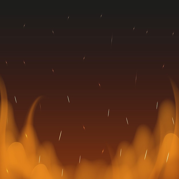 Realistic redyellow fire on a dark background Vector