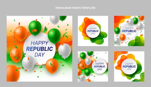 Realistic republic day instagram posts collection