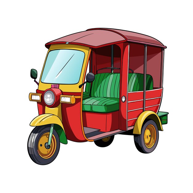 Vector realistic rikshaw vector illustration concept