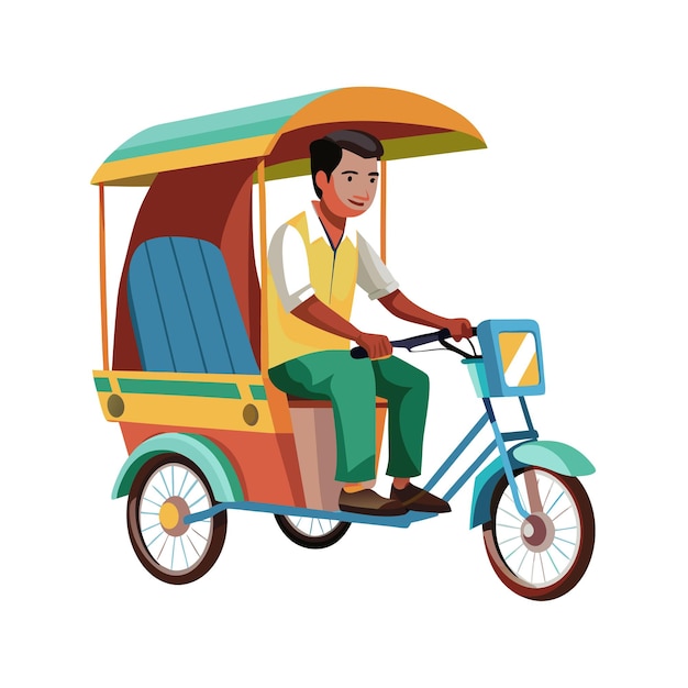 Realistic Rikshaw Vector Illustration Concept