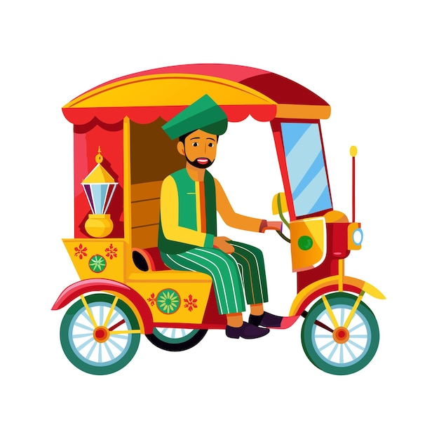 Vector realistic rikshaw vector illustration concept