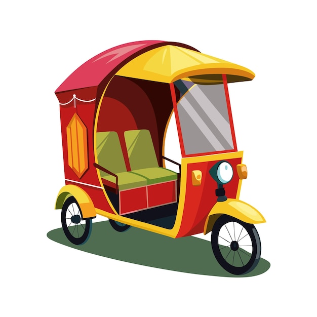 Realistic Rikshaw Vector Illustration Concept