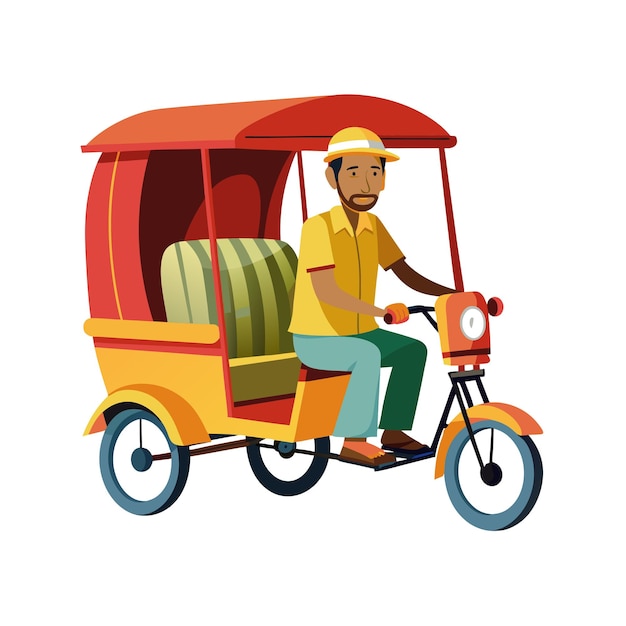 Realistic Rikshaw Vector Illustration Concept