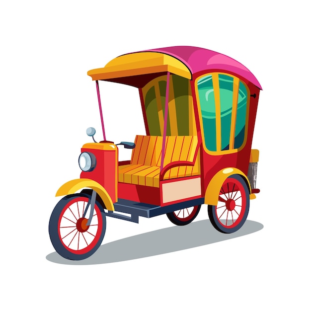 Vector realistic rikshaw vector illustration concept