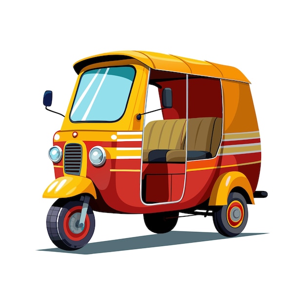 Realistic Rikshaw Vector Illustration Concept