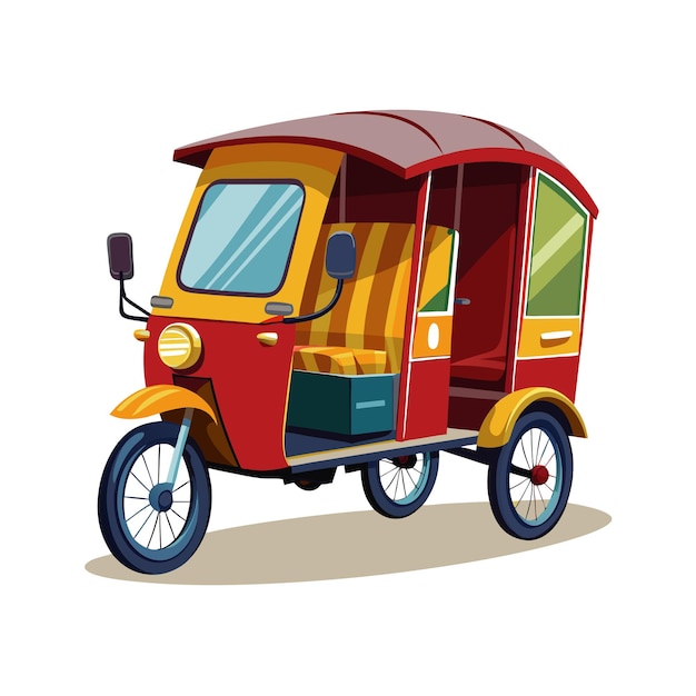 Vector realistic rikshaw vector illustration concept