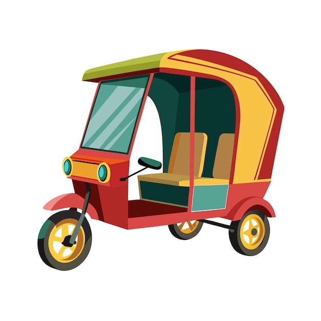 Realistic Rikshaw Vector Illustration Concept