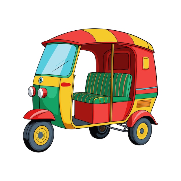 Vector realistic rikshaw vector illustration concept