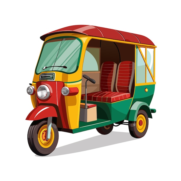 Realistic Rikshaw Vector Illustration Concept