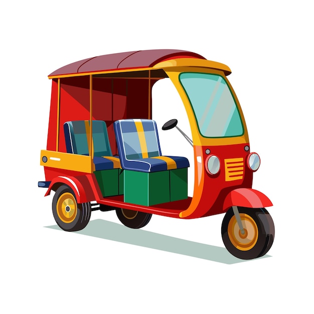 Realistic Rikshaw Vector Illustration Concept