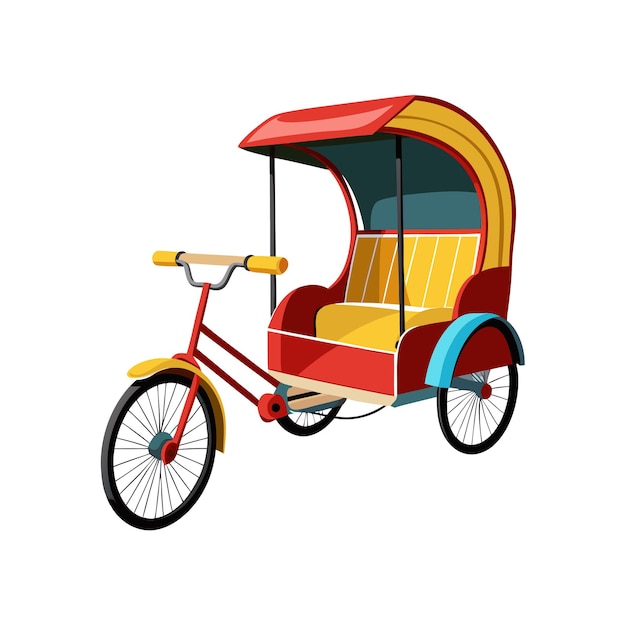 Realistic Rikshaw Vector Illustration Concept