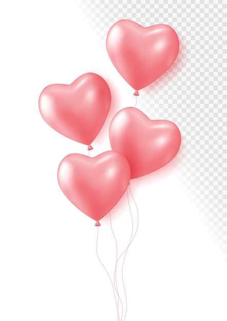 Vector realistic rose 3d heart helium balloons birthday parties celebrate anniversary weddings decoration