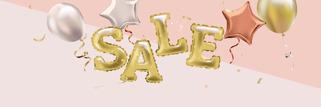 Realistic sale background with balloons