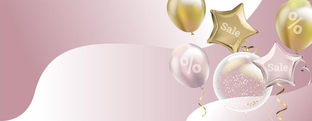 Realistic sale background with balloons