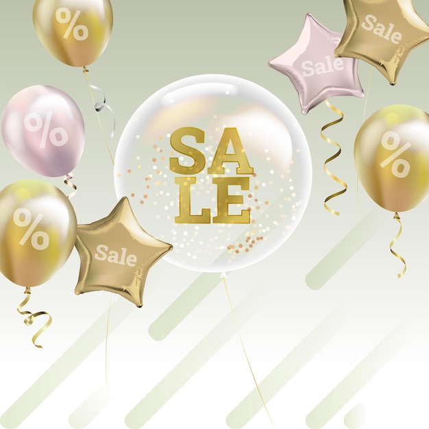 Realistic sale background with balloons