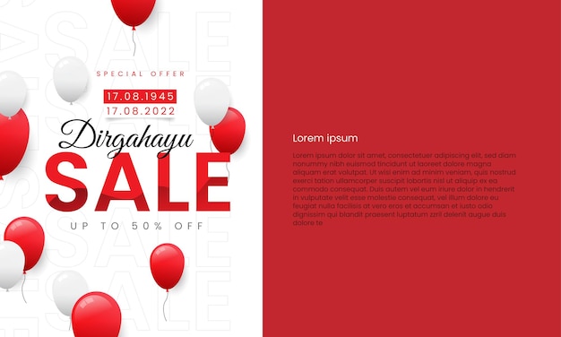 Realistic sale banner template design for 77th Indonesia independence day