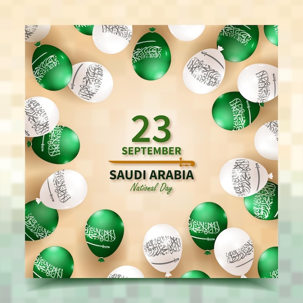 Realistic saudi arabia national day social media post