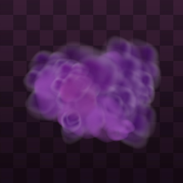 Vector realistic scary mystical violet fog in night halloween purple poisonous gas dust and smoke effect