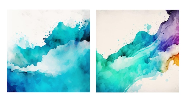 Realistic sea blue watercolor texture on white background Vector illustration