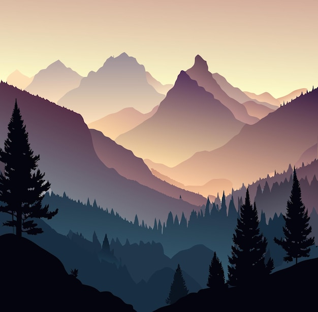 Realistic Serene MistCovered Mountain Range at Dawn