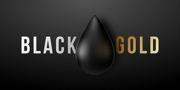 Realistic shiny black oil drop