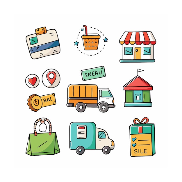 Realistic Shopping and Ecommerce Icons Set