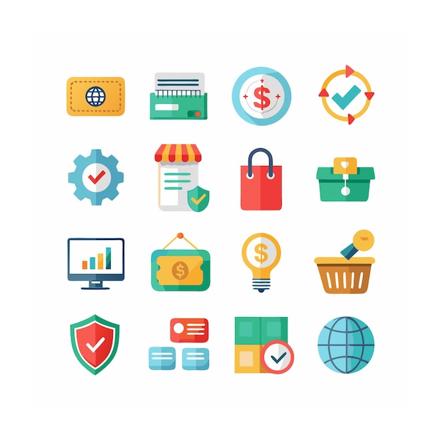 Realistic Shopping and Ecommerce Icons Set