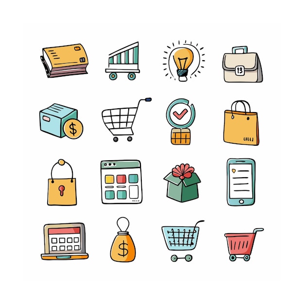 Realistic Shopping and Ecommerce Icons Set