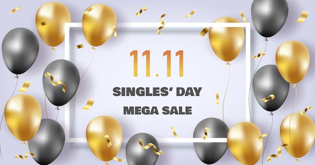 Realistic singles' day with balloons