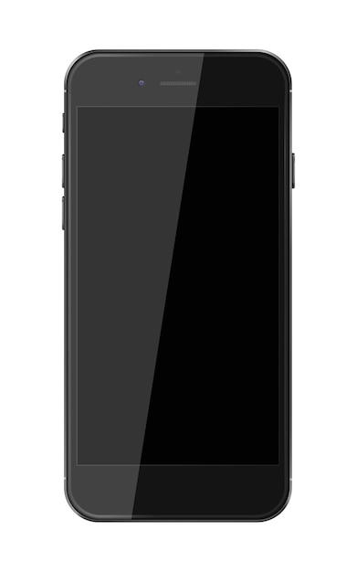 Vector realistic smart phone with black screen isolated on white background.  illustration.