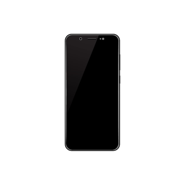 Realistic smartphone black on white background